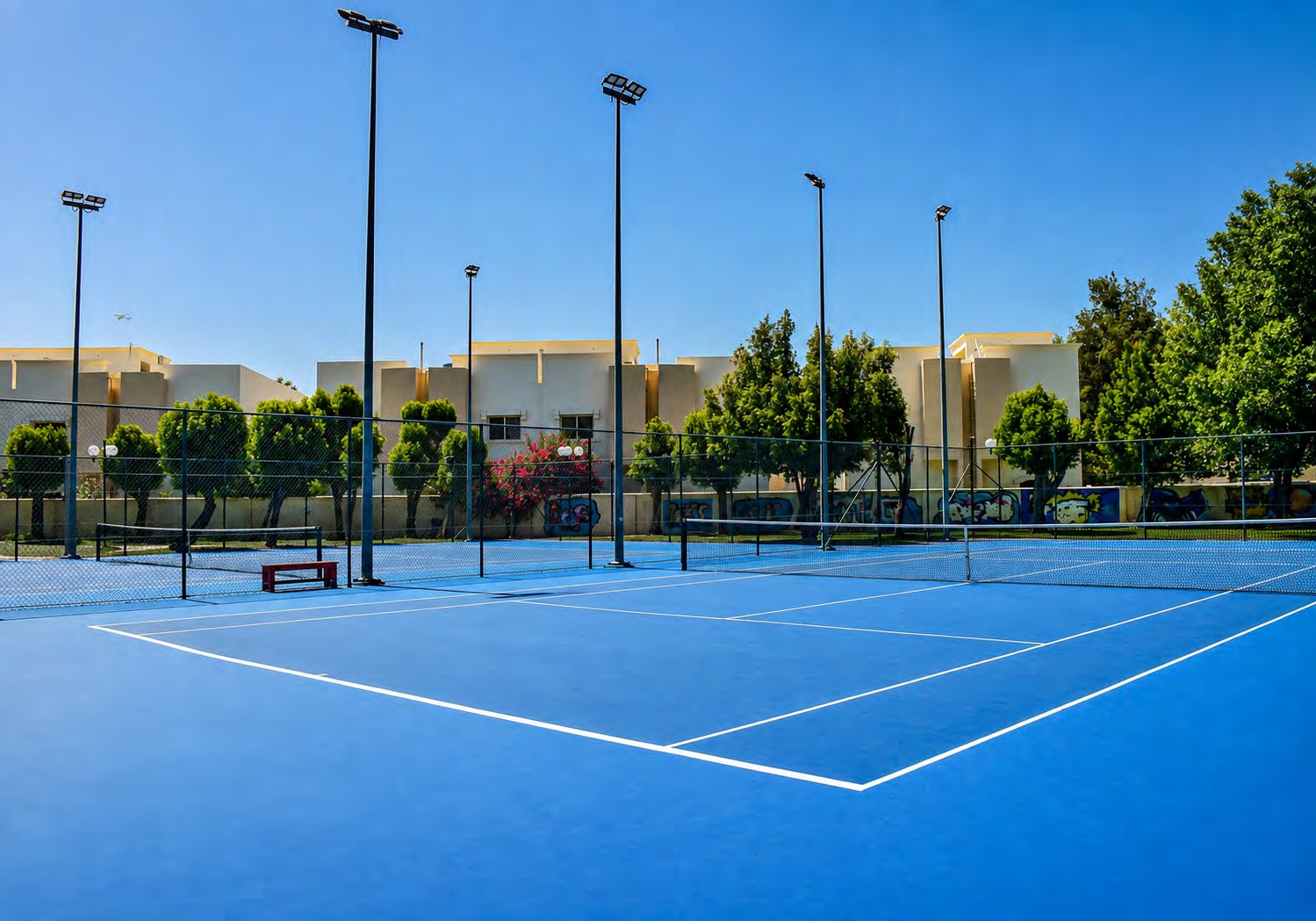 Floodlit tennis courts